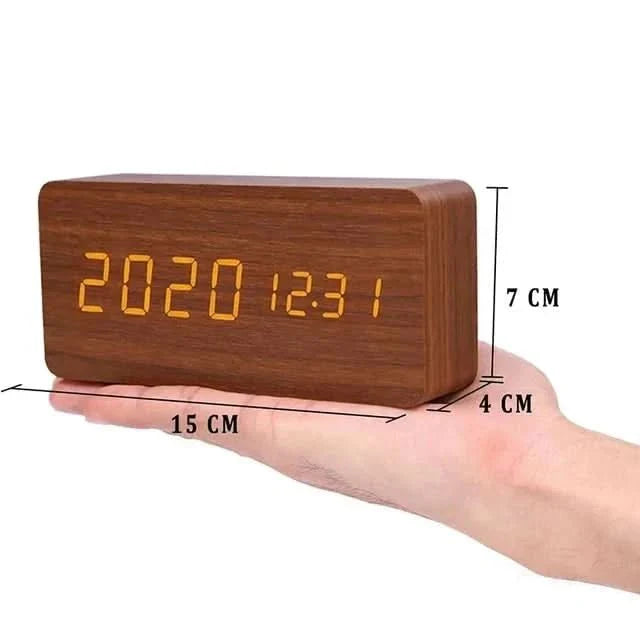Natural Wood LED Alarm Clock – Warms Your Bedside