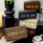 Natural Wood LED Alarm Clock – Warms Your Bedside