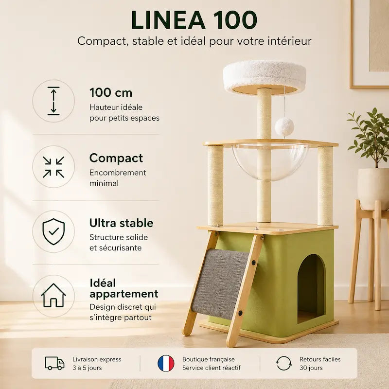 Arbre à chat Linea 100 – Compact mais stable