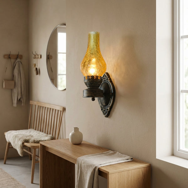 LISTINGOPT::kovosis::1-hode-veggmontering-lampe-antikk-kjerosene-jern-veggbelysning-med-glass-skjerm-i-bronse-norvo::01-hero