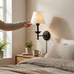 LISTINGOPT::kovosis::1-lys-metall-vegglampe-tradisjonell-gr-bl-hvit-stoff-kjegle-skjerm-soverom-vegglampe-lys-norvo::02-inuse