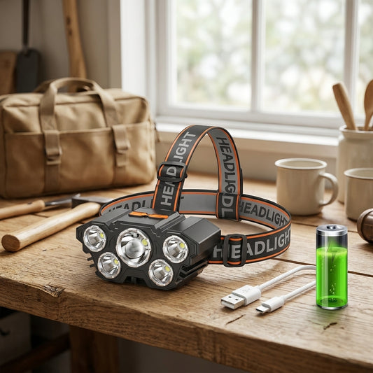 LISTINGOPT::kovosis::1-piece-rechargeable-led-headlamp-bright-and-powerful-5-led-portable-headlight-for-outdoor-camping-and-emergency-lighting-ip44-waterproof-fishing-and-outdoor-work-light::01-hero