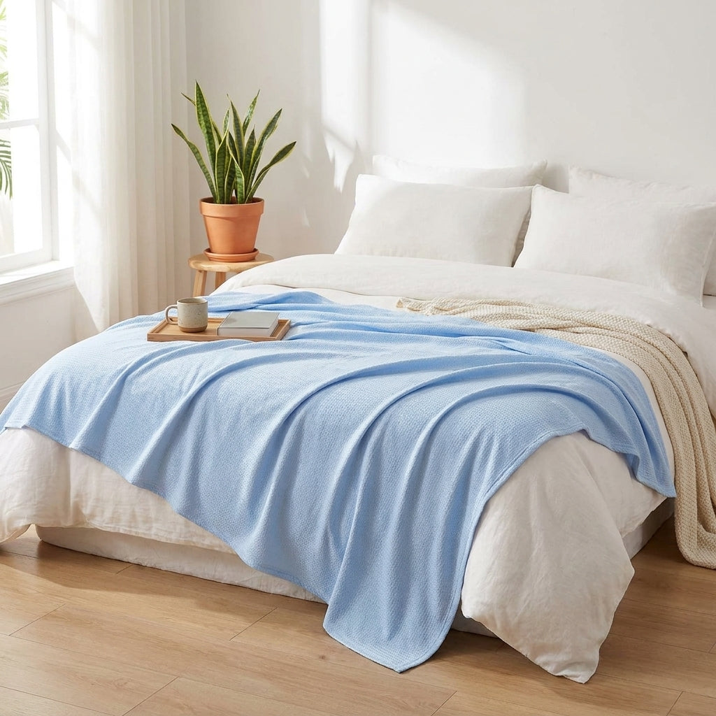 LISTINGOPT::kovosis::100-bamboo-fiber-summer-blanket-lightweight-breathable-diamond-grid-air-condition-cooling-quilt-skin-friendly-duvet-comforter::03-lifestyle