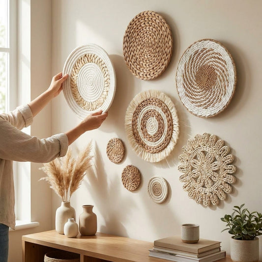 LISTINGOPT::kovosis::11pcs-woven-wall-basket-decor-decorative-rattan-wicker-wall-decor-handmade-wicker-wall-baskets-aesthetic-wall-basket-decor-woven::02-inuse