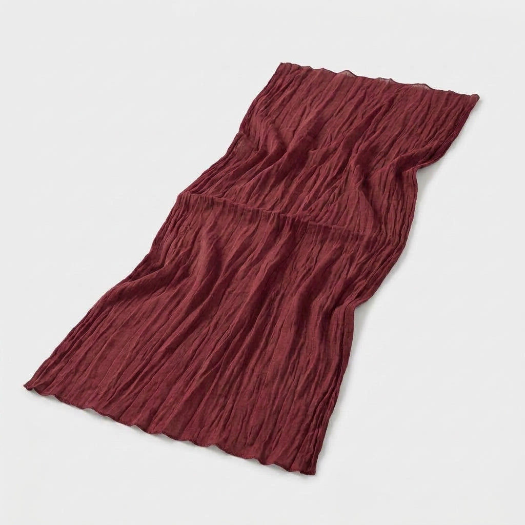 LISTINGOPT::kovosis::1246pack-cheesecloth-table-runner40x270cm-boho-gauze-fabric-rustic-sheer-tablerunner-for-wedding-bridal-shower-party-banquet::color-burgundy