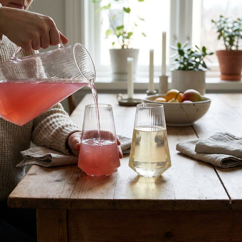 LISTINGOPT::kovosis::12pcs-glass-cup-500ml-geometrical-highball-glasses-crystal-reusable-machine-washable-multipurposefor-water-cocktail-beer-juice::02-inuse