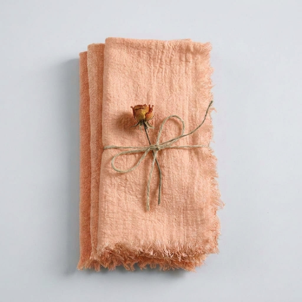 LISTINGOPT::kovosis::12pcs-napkins-41x41cm-cotton-cloth-gauze-retro-burr-rustic-kitchen-towel-dining-place-mat-wedding-party-linen-napkin-table-decor::color-peach