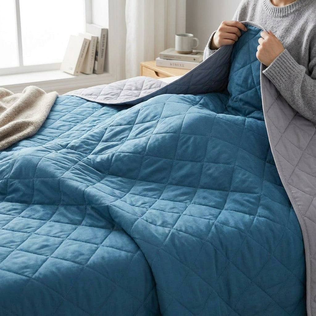 LISTINGOPT::kovosis::1pc-cool-sense-summer-quilt-soft-ultrasonic-embossed-non-fading-all-season-machine-washable-suitable-for-bedroom-living-room-guest-room-use::02-inuse
