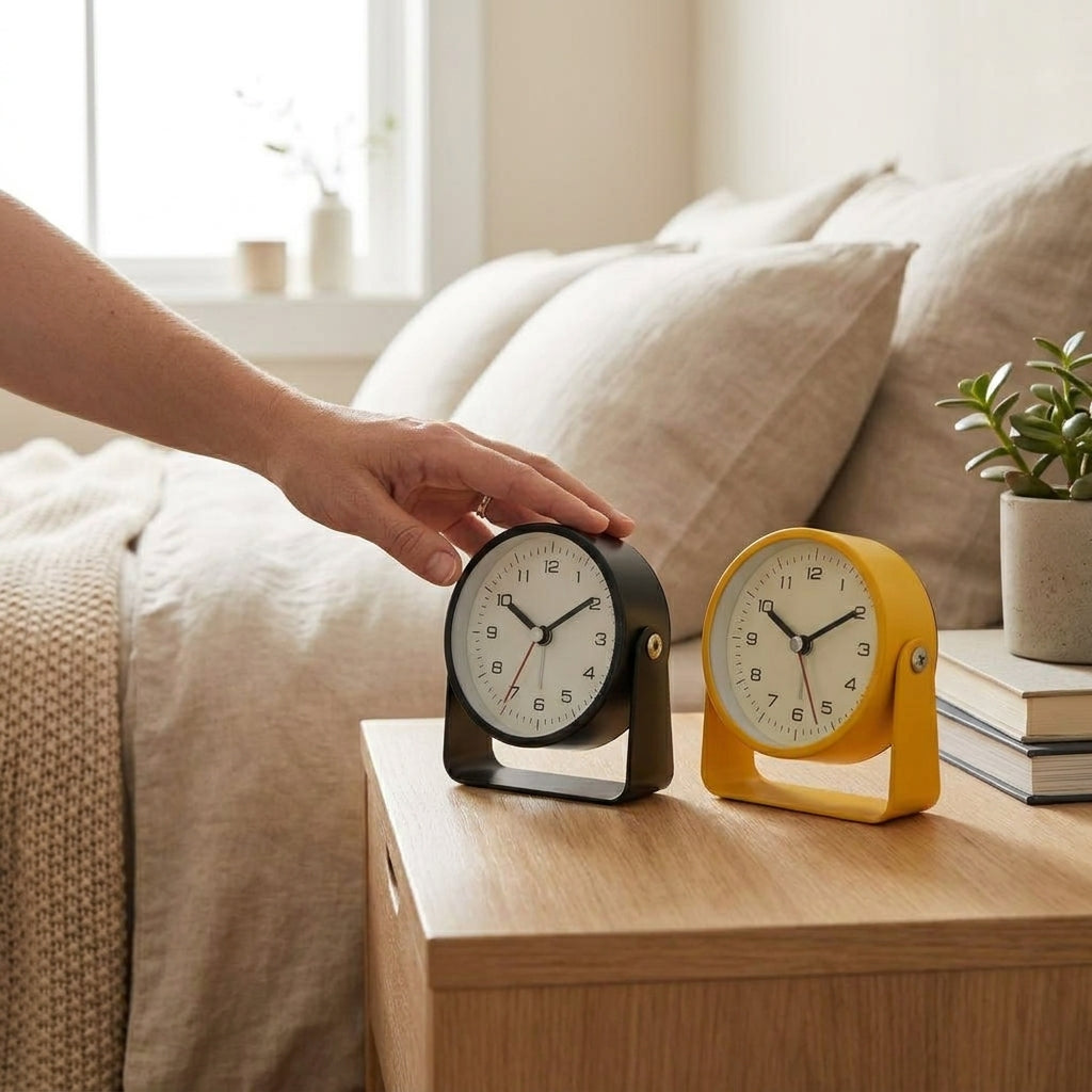 LISTINGOPT::kovosis::1pc-creative-metal-small-alarm-clock-student-specific-silent-desktop-clockminimalist-quartz-clock-for-room-desk-office-decor::02-inuse