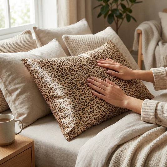 LISTINGOPT::kovosis::1pc-luxurious-100-mulberry-silk-pillowcase-with-zipper-closure-soft-leopard-print-polka-dot-floral-designs-skin-friendly-durable-multiple-colors-available::02-inuse