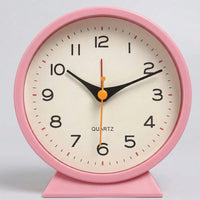 LISTINGOPT::kovosis::1pc-simple-metal-small-alarm-clock-creative-bedside-clock-desktop-mute-student-clock::color-pink