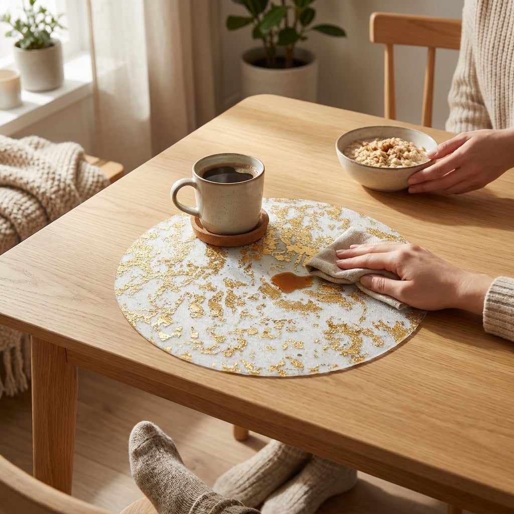 LISTINGOPT::kovosis::20100pcs-metallic-foil-placemats-33cm-round-super-thin-disposable-glitter-gold-table-mats-for-wedding-birthday-party-home-decor::02-inuse