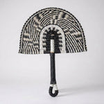 LISTINGOPT::kovosis::2025-new-hot-selling-seagrass-woven-straw-fan-wall-hanging-african-element-wind-wall-decoration-daily-summer-hand-crank-pu::color-black-and-white