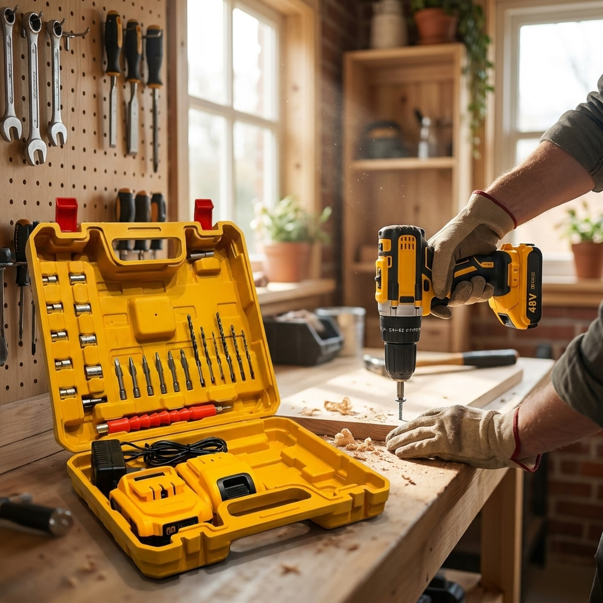 LISTINGOPT::kovosis::48v-cordless-drill-machine-kit-for-effortless-diy::02-inuse