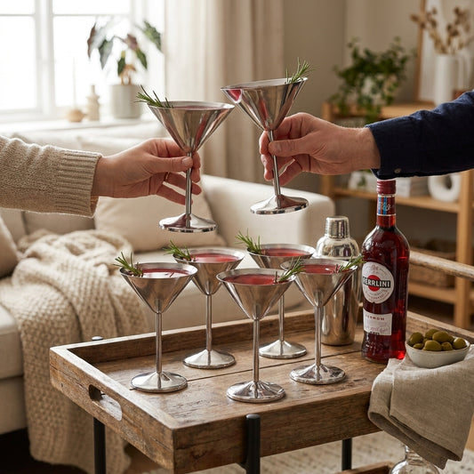LISTINGOPT::kovosis::6pcs-elegant-martell-wine-glasses-200ml-unbreakable-metal-stainless-steel-cocktail-martell-wine-glass-cups-for-party-bar-wedding::02-inuse