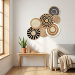 LISTINGOPT::kovosis::7pcs-boho-chic-handcrafted-seagrass-wall-baskets-rattan-woven-round-bohemian-decor-for-homefarmhouse-featherlessversatile-use::03-lifestyle