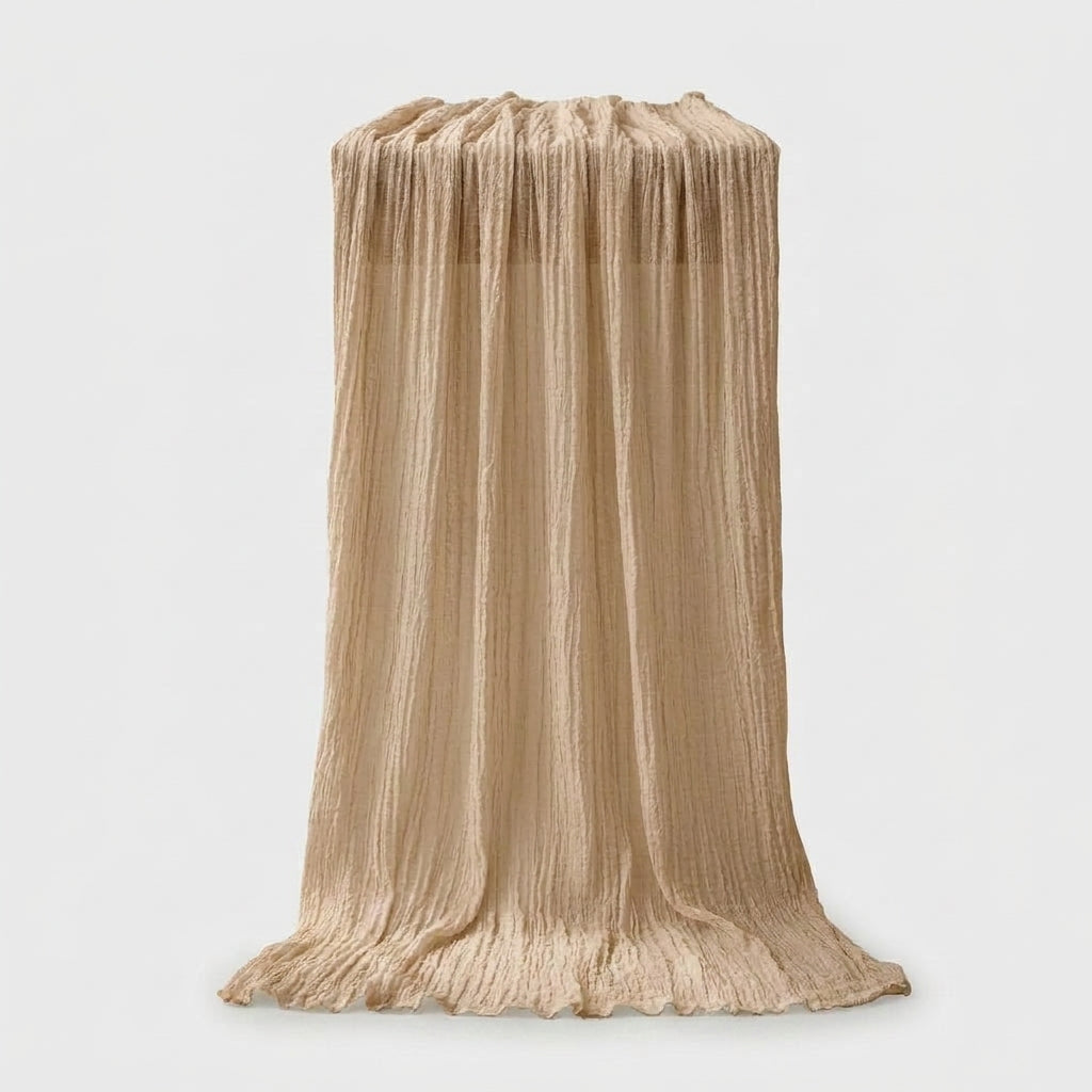 LISTINGOPT::kovosis::90x400cm-semi-sheer-gauze-table-runner-for-wedding-reception-sheer-bridal-shower-birthday-party-banquet-xmas-table-decoration::color-beige