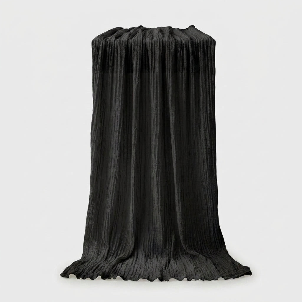 LISTINGOPT::kovosis::90x400cm-semi-sheer-gauze-table-runner-for-wedding-reception-sheer-bridal-shower-birthday-party-banquet-xmas-table-decoration::color-black