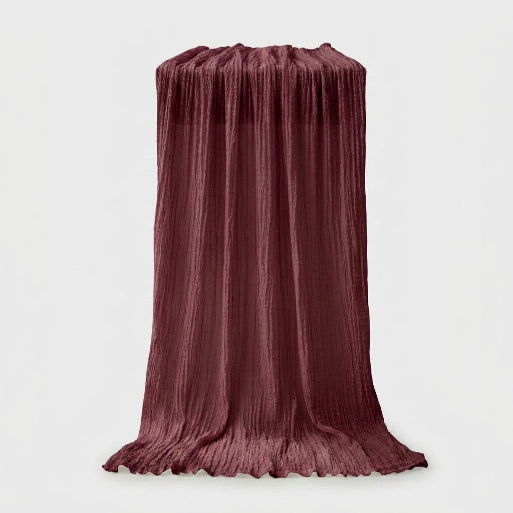 LISTINGOPT::kovosis::90x400cm-semi-sheer-gauze-table-runner-for-wedding-reception-sheer-bridal-shower-birthday-party-banquet-xmas-table-decoration::color-burgundy