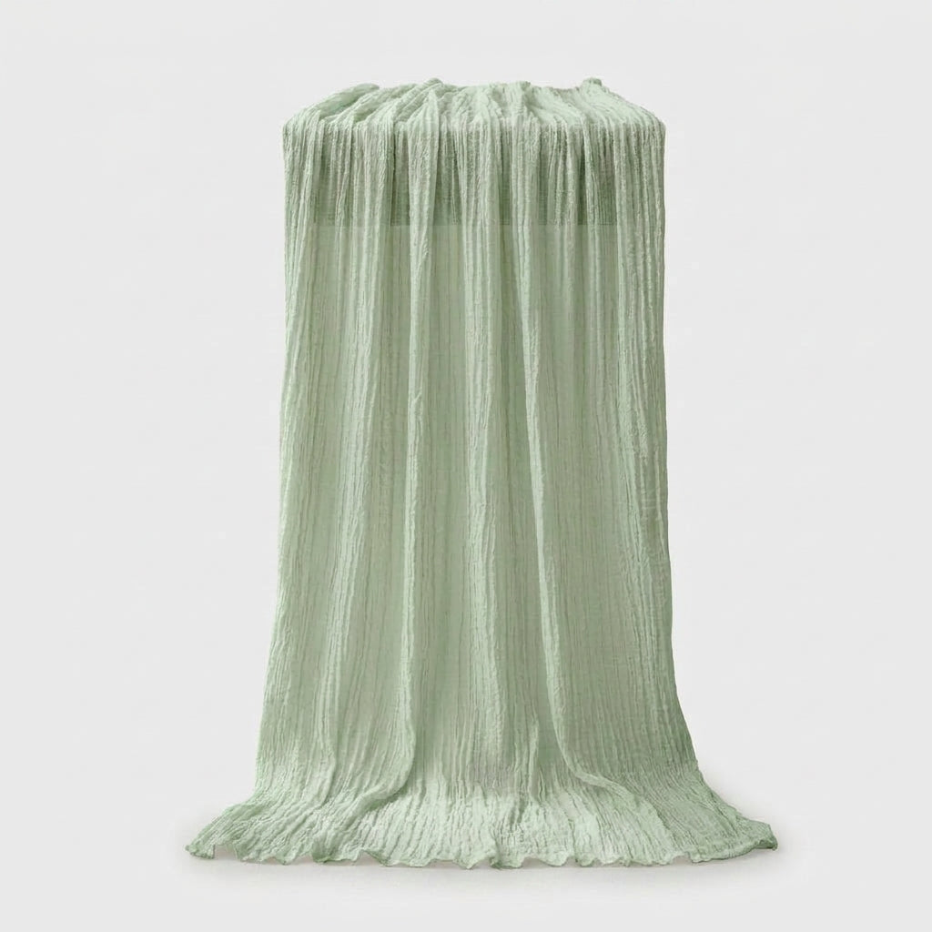 LISTINGOPT::kovosis::90x400cm-semi-sheer-gauze-table-runner-for-wedding-reception-sheer-bridal-shower-birthday-party-banquet-xmas-table-decoration::color-light-green