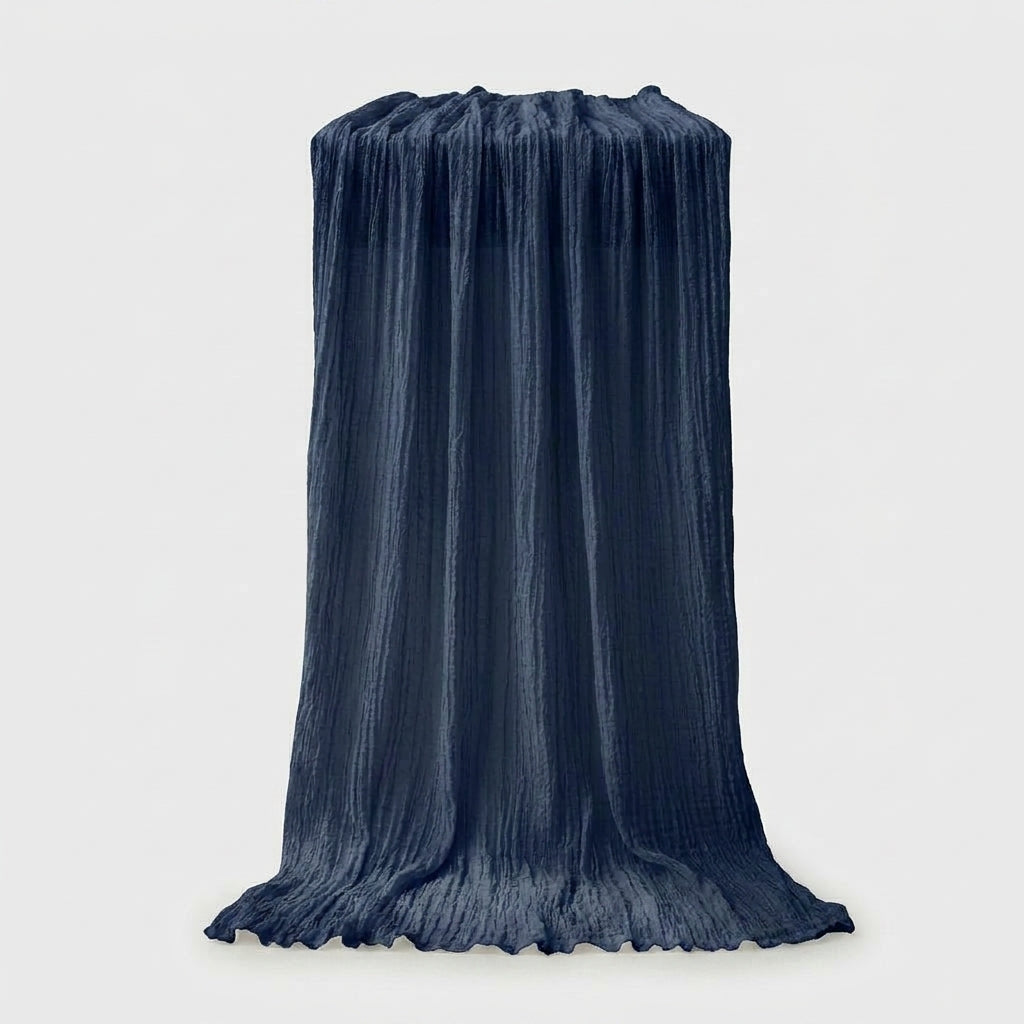 LISTINGOPT::kovosis::90x400cm-semi-sheer-gauze-table-runner-for-wedding-reception-sheer-bridal-shower-birthday-party-banquet-xmas-table-decoration::color-navy-blue