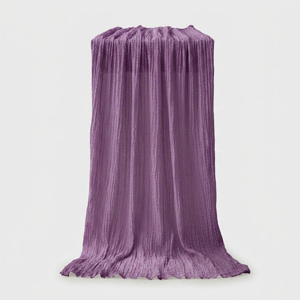 LISTINGOPT::kovosis::90x400cm-semi-sheer-gauze-table-runner-for-wedding-reception-sheer-bridal-shower-birthday-party-banquet-xmas-table-decoration::color-purple