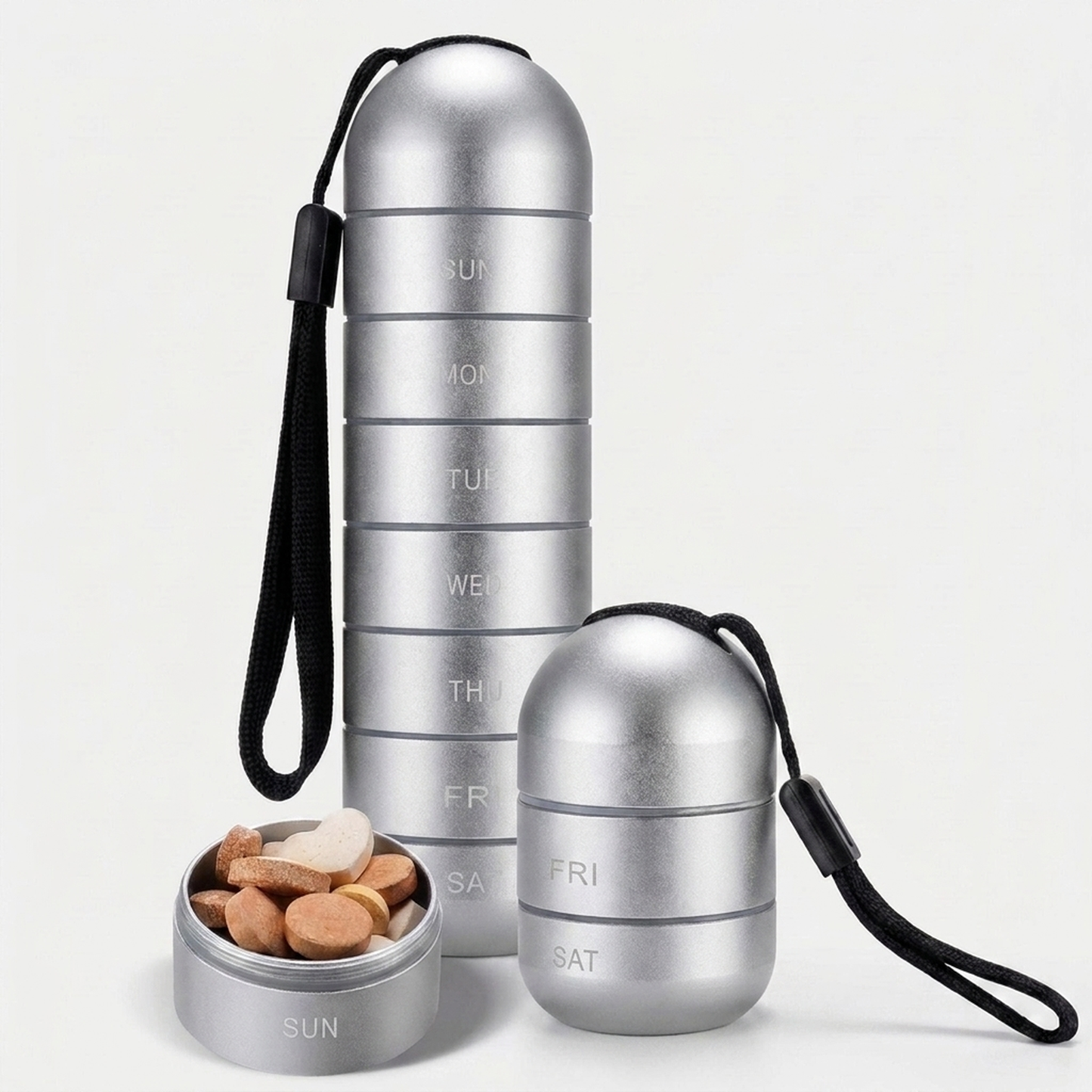 LISTINGOPT::kovosis::aluminum-7-day-pill-organizer-for-easy-travel::color-silver