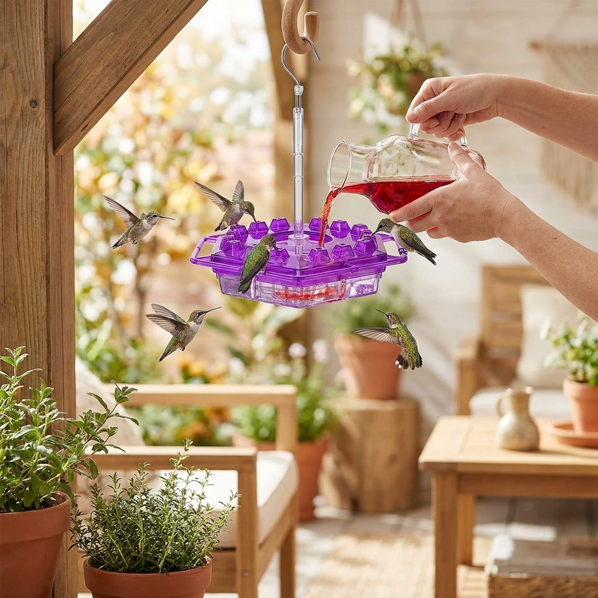 LISTINGOPT::kovosis::ant-proof-hummingbird-feeder-attracts-more-birds::02-inuse