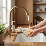 LISTINGOPT::kovosis::antique-brass-swan-neck-faucet-sculptural-elegance::02-inuse
