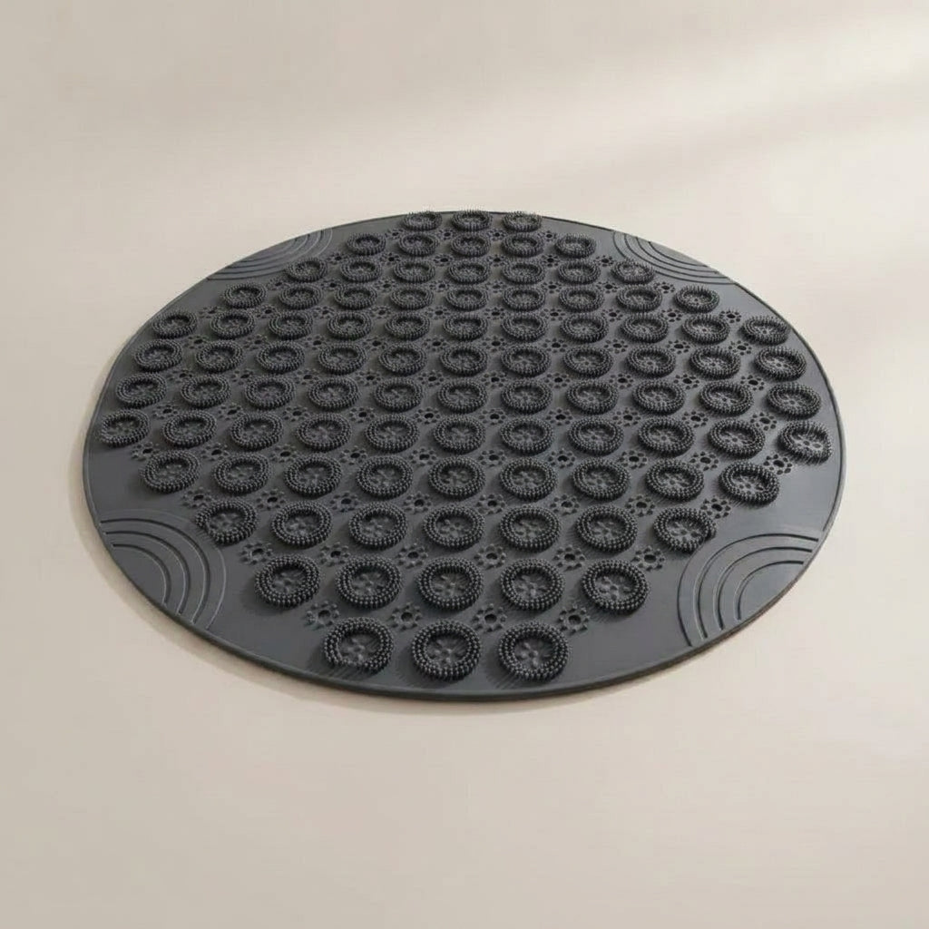 LISTINGOPT::kovosis::bathroom-mat-anti-slip-sucker-round-pvc-bath-mat-with-drain-hole-silicone-bathing-rugs-foot-massage-pad-bathtub-soft-shower-mat::color-dark-gray