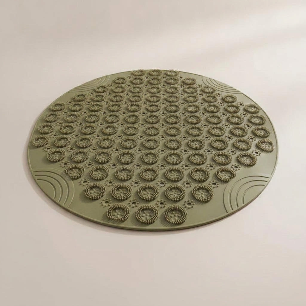 LISTINGOPT::kovosis::bathroom-mat-anti-slip-sucker-round-pvc-bath-mat-with-drain-hole-silicone-bathing-rugs-foot-massage-pad-bathtub-soft-shower-mat::color-khaki