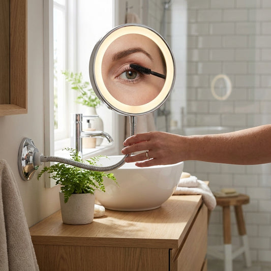 LISTINGOPT::kovosis::bathroom-mirror-led-magnifying-mirror-flexible-arm::02-inuse