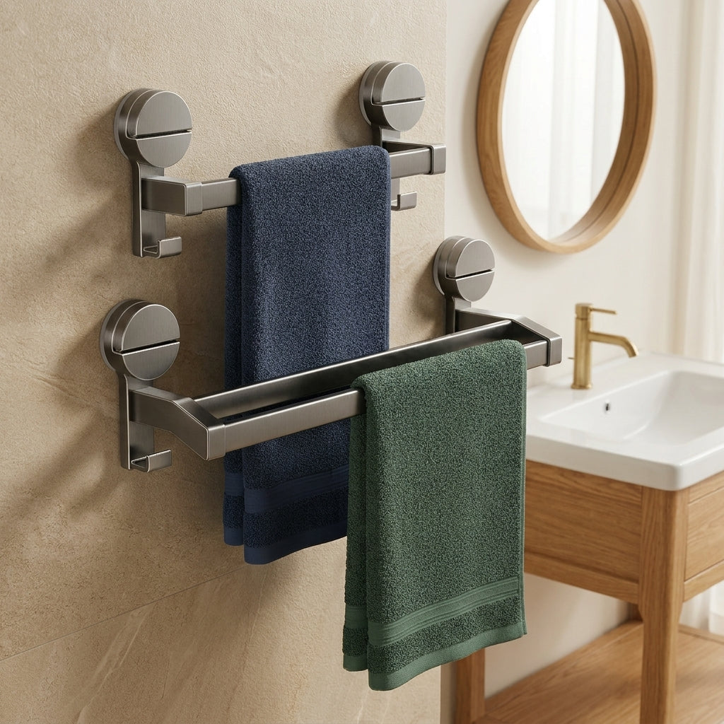 LISTINGOPT::kovosis::bathroom-towel-holder-without-drilling-hole-suction-cup-wall-mount-two-bar-hand-towel-rack-kitchen-shower-bath-room-towel-shelf::01-hero