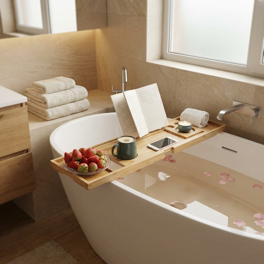 LISTINGOPT::kovosis::bathtub-caddy-tray-bamboo-spa-bathtub-caddy-organizer-book-wine-tablet-holder-reading-rack-nonslip-bottom-extendable-sides::01-hero