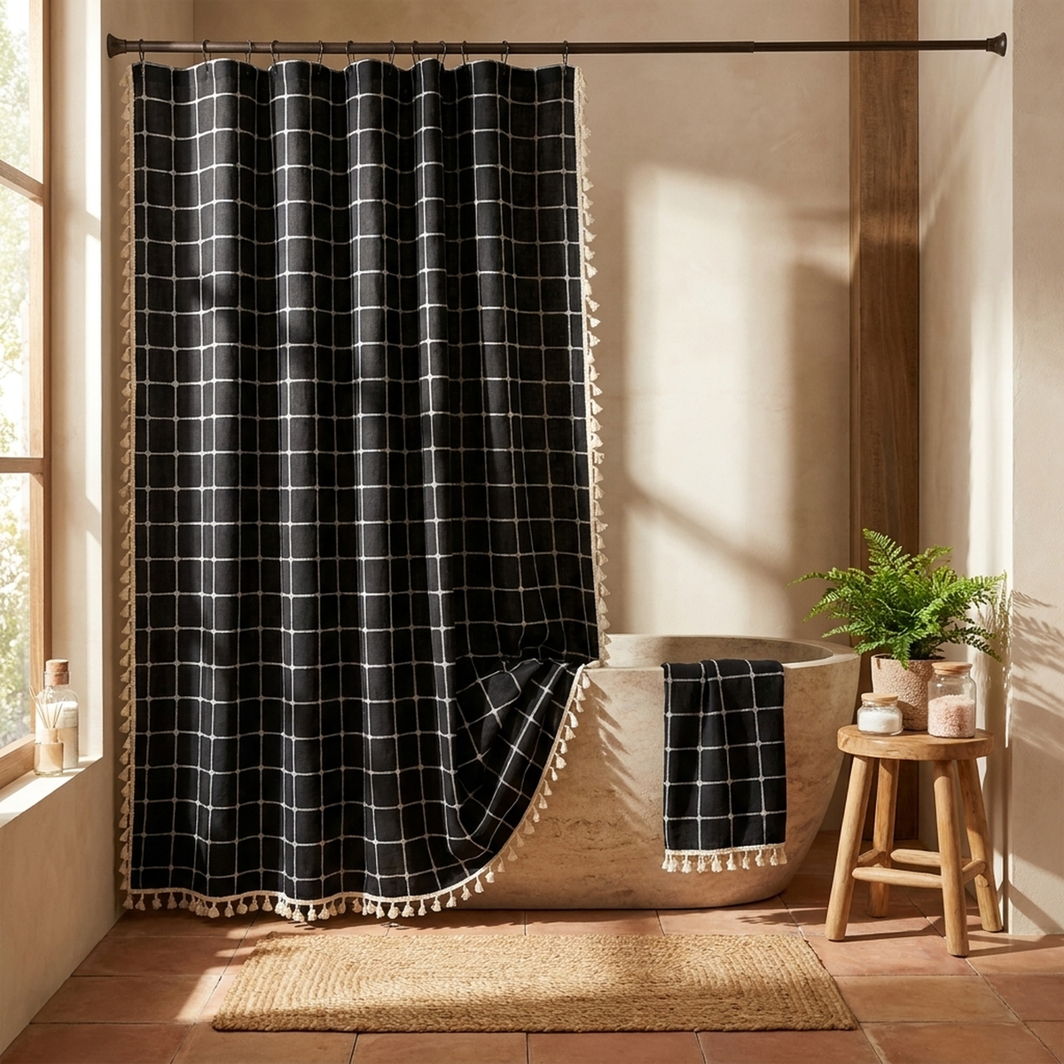 LISTINGOPT::kovosis::bohemian-linen-shower-curtain-with-artistic-tassels::variant-unique-332d6b83dd132c