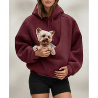 LISTINGOPT::kovosis::cat-lovers-hoodie-kangaroo-dog-pet-holder-carrier-big-pouch-pocket-pullovers-sweatshirt-animal-pouch-hood-sweatshirt-for-women::color-wine