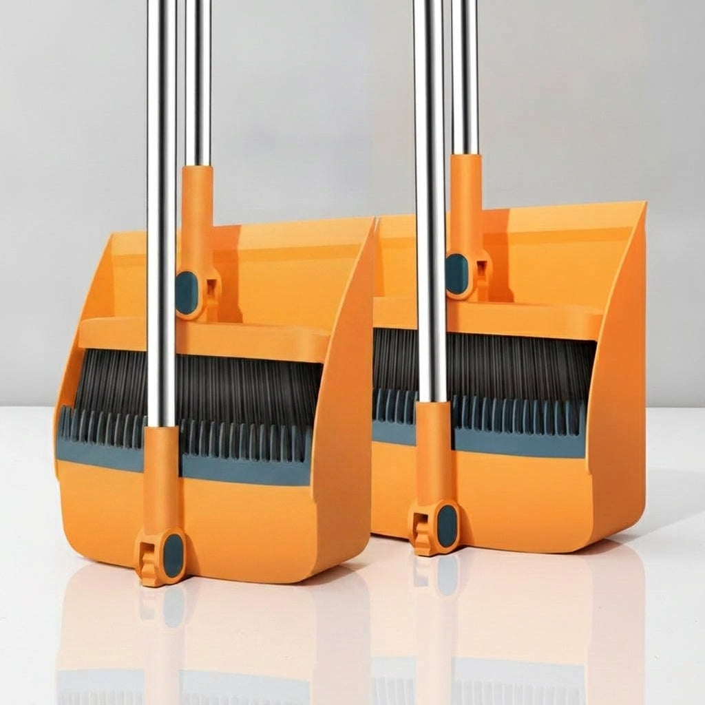LISTINGOPT::kovosis::cleansweep-pro-rotatable-long-handle-broom-dustpan-set-with-built-in-comb-teeth::color-orange