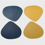 LISTINGOPT::kovosis::double-sided-anti-slip-pu-insulation-pad-table-mat-nordic-style-imitation-cowhide-pattern-water-droplet-shaped-leather-placemat::color-dark-blue-yellow