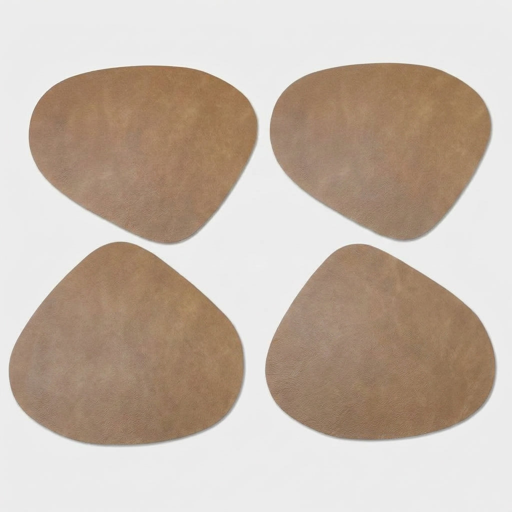 LISTINGOPT::kovosis::double-sided-anti-slip-pu-insulation-pad-table-mat-nordic-style-imitation-cowhide-pattern-water-droplet-shaped-leather-placemat::color-light-coffee