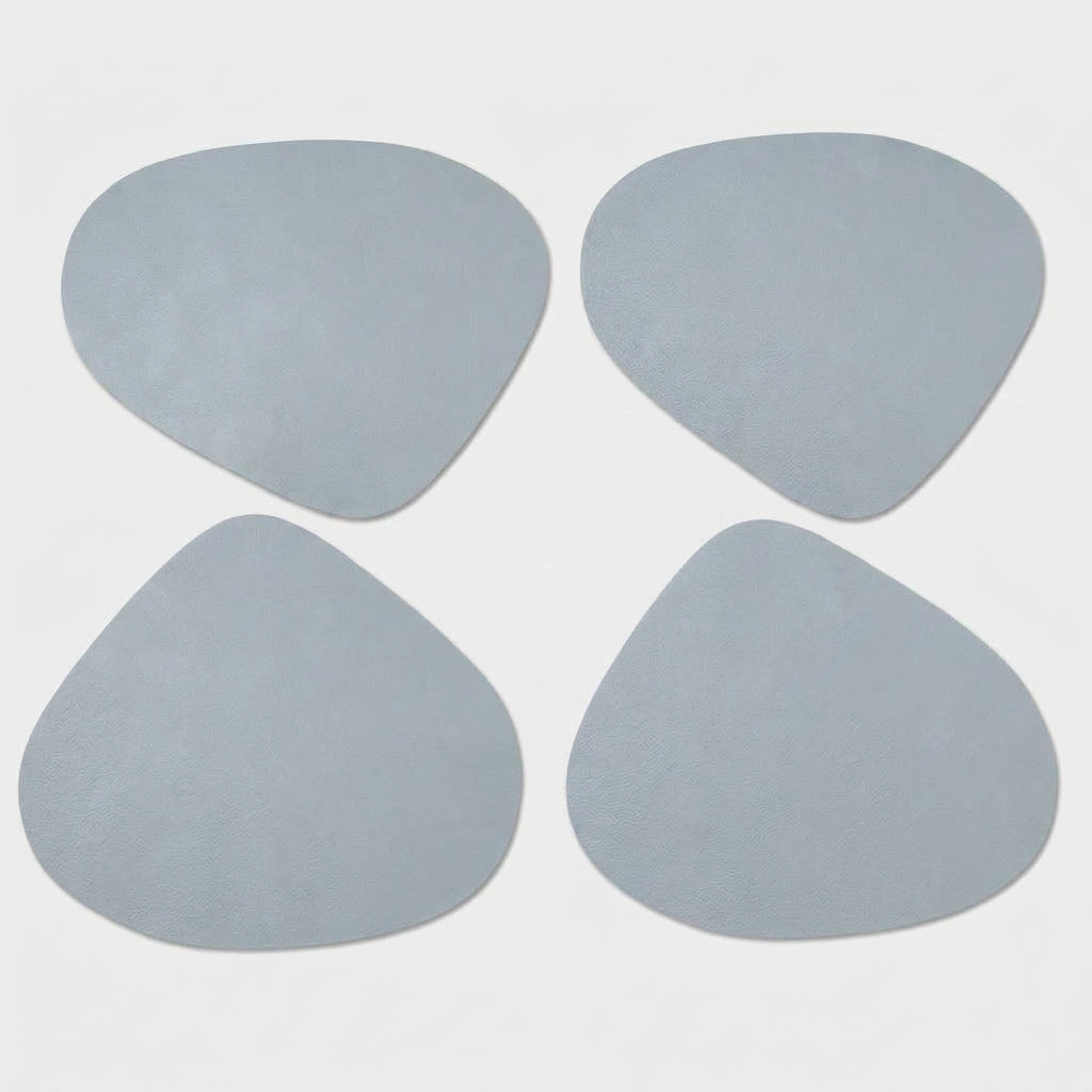 LISTINGOPT::kovosis::double-sided-anti-slip-pu-insulation-pad-table-mat-nordic-style-imitation-cowhide-pattern-water-droplet-shaped-leather-placemat::color-light-grey-blue