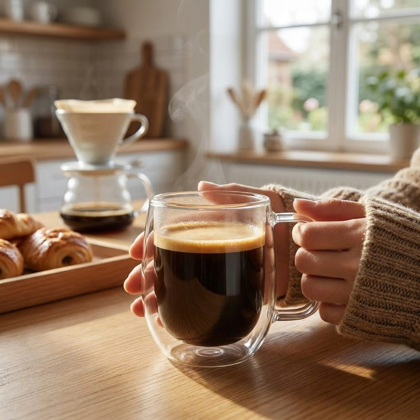 LISTINGOPT::kovosis::double-walled-glass-mug-warm-drinks-cool-touch::02-inuse
