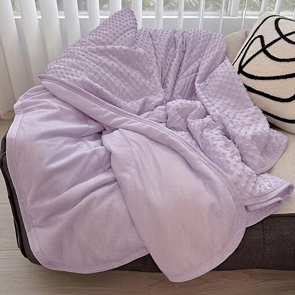 LISTINGOPT::kovosis::emotional-cooling-blanket-for-relaxation-soundwave-technology-embossed-striped-design-with-ball-accents-breathable-lightweight-summer-throw-machine-washable-wrinkle-resistant-multi-use-blanket-and-shawl-in-white-and-grey-random-color::color-light-violet