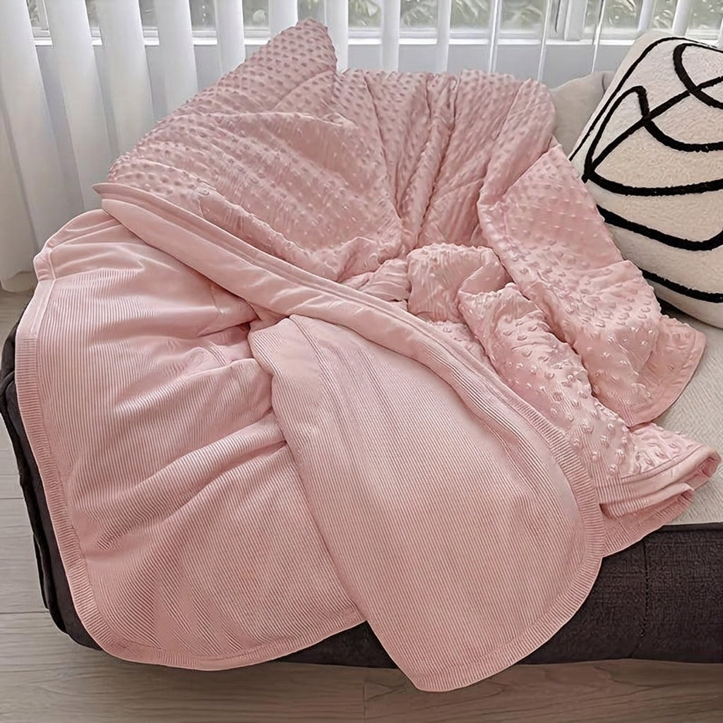 LISTINGOPT::kovosis::emotional-cooling-blanket-for-relaxation-soundwave-technology-embossed-striped-design-with-ball-accents-breathable-lightweight-summer-throw-machine-washable-wrinkle-resistant-multi-use-blanket-and-shawl-in-white-and-grey-random-color::color-pink