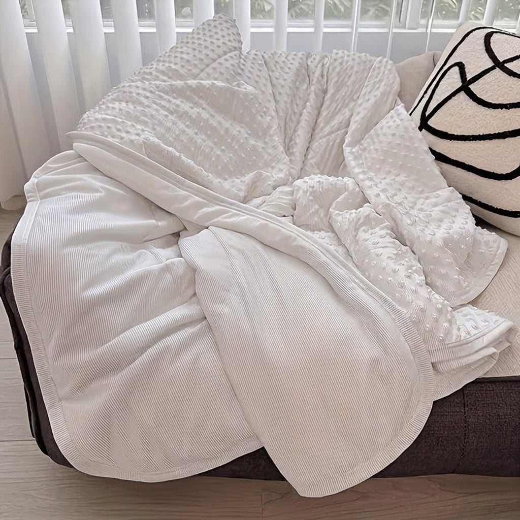 LISTINGOPT::kovosis::emotional-cooling-blanket-for-relaxation-soundwave-technology-embossed-striped-design-with-ball-accents-breathable-lightweight-summer-throw-machine-washable-wrinkle-resistant-multi-use-blanket-and-shawl-in-white-and-grey-random-color::color-white