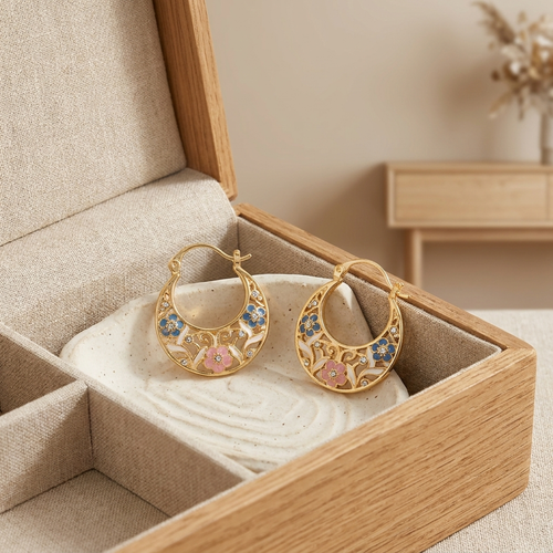 LISTINGOPT::kovosis::enamel-flower-crescent-hoop-earrings-artistic-flair::01-hero