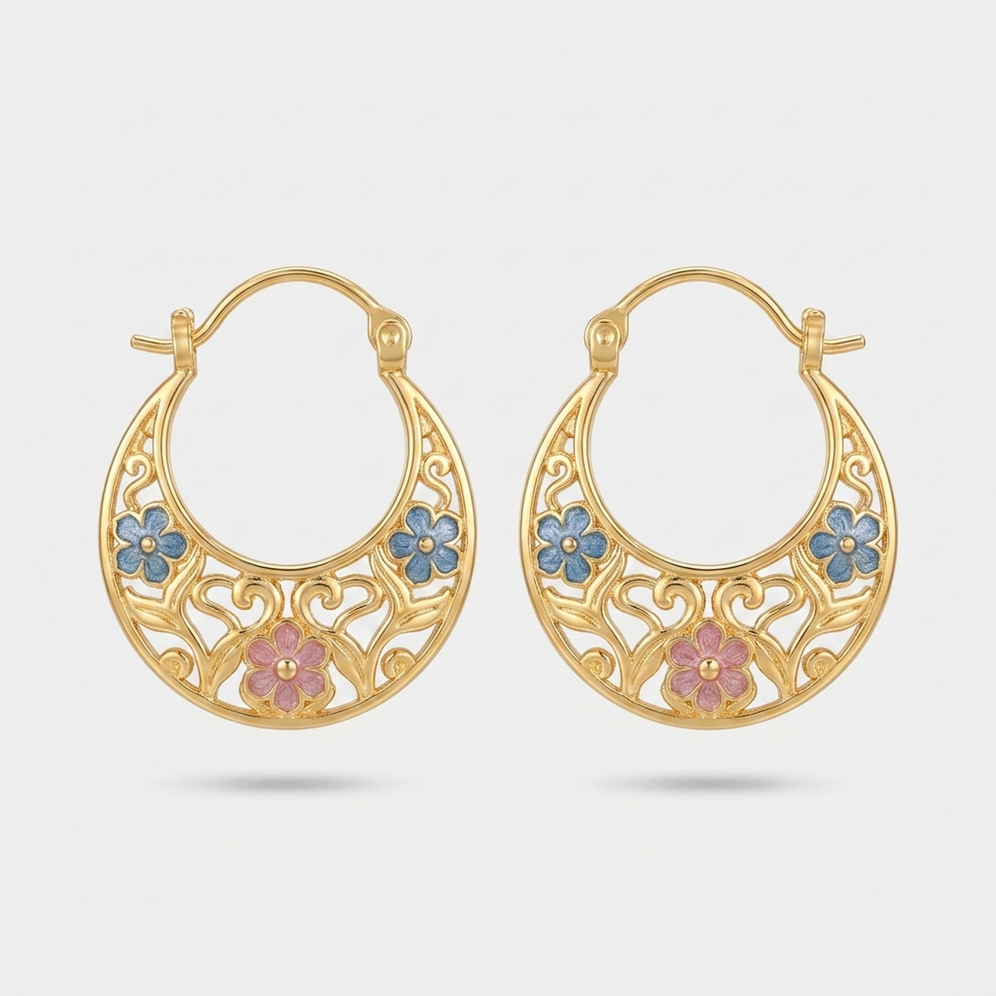 LISTINGOPT::kovosis::enamel-flower-crescent-hoop-earrings-artistic-flair::04-closeup