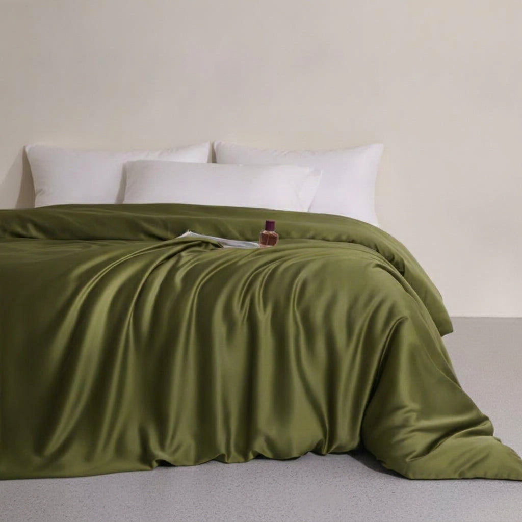 LISTINGOPT::kovosis::eucalyptus-lyocell-bedding-set-1pc-duvet-cover-summer-cooling-bamboo-bed-covers::color-olive-green