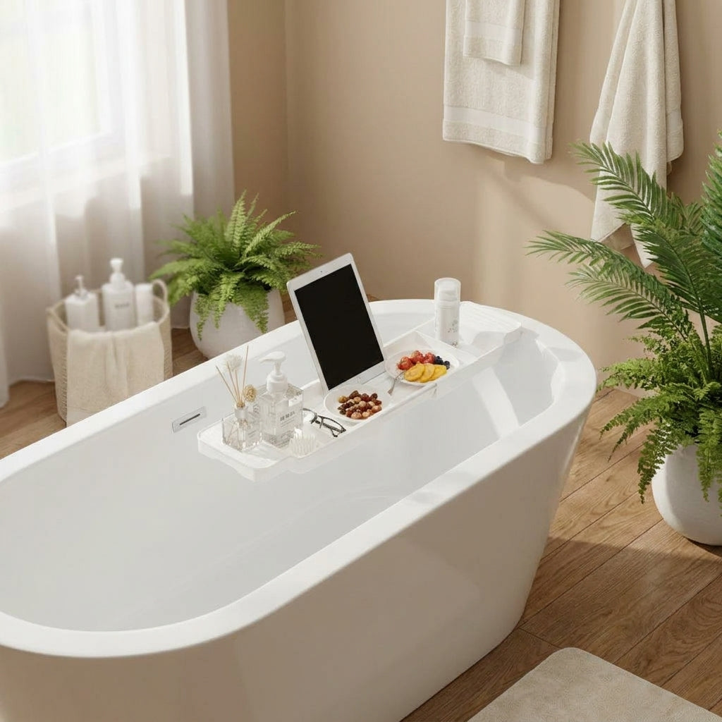 LISTINGOPT::kovosis::expandable-drain-bath-shelf-caddy-tray-multifunctional-plastic-bathtub-tray-bathroom-organizer-simple-stylish-bathtub-storage::01-hero