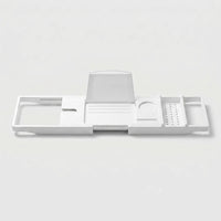 LISTINGOPT::kovosis::expandable-drain-bath-shelf-caddy-tray-multifunctional-plastic-bathtub-tray-bathroom-organizer-simple-stylish-bathtub-storage::color-white