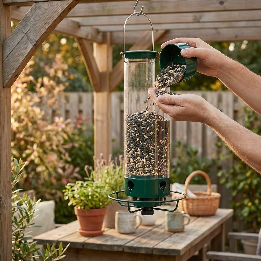 LISTINGOPT::kovosis::feedsafe-squirrel-proof-bird-feeder-for-hassle-free-backyard-birdwatching::02-inuse
